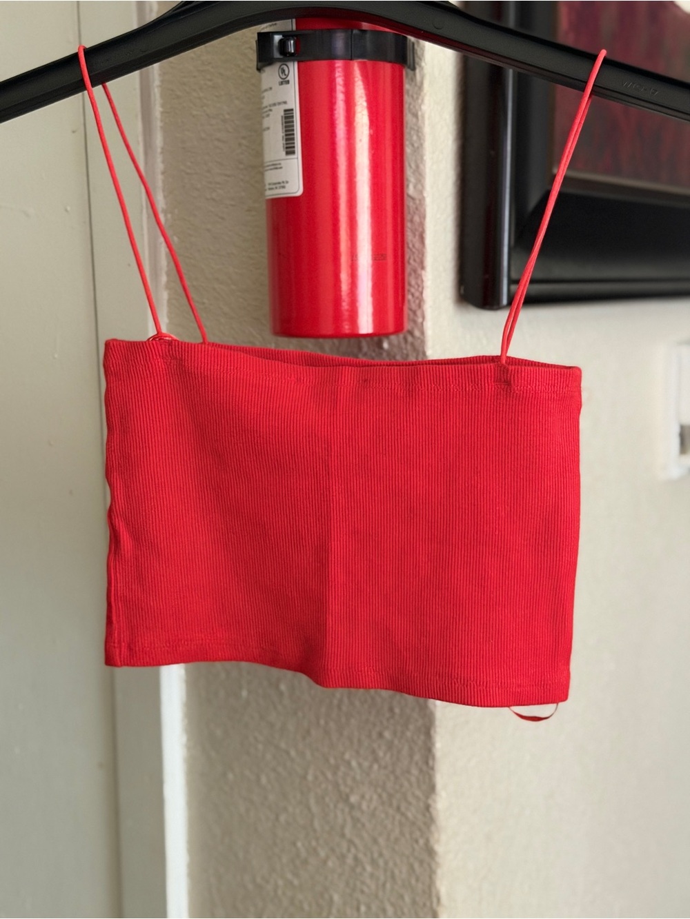 Zara Red Ribbed Cropped Camisole - Picture 4 of 6